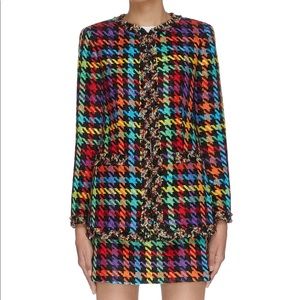 Alice & Olivia Andreas rainbow houndstooth blazer